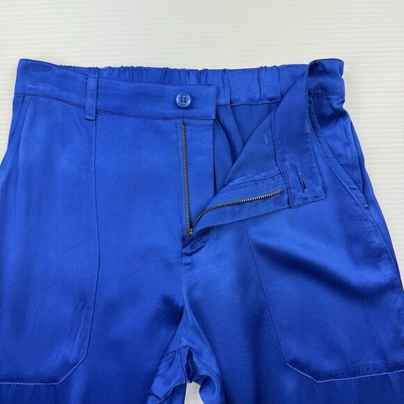 YFB Young Fabulous & Broke Satin Cargo Pants Blue Rayon Blend Women’s Small - Picture 6 of 10